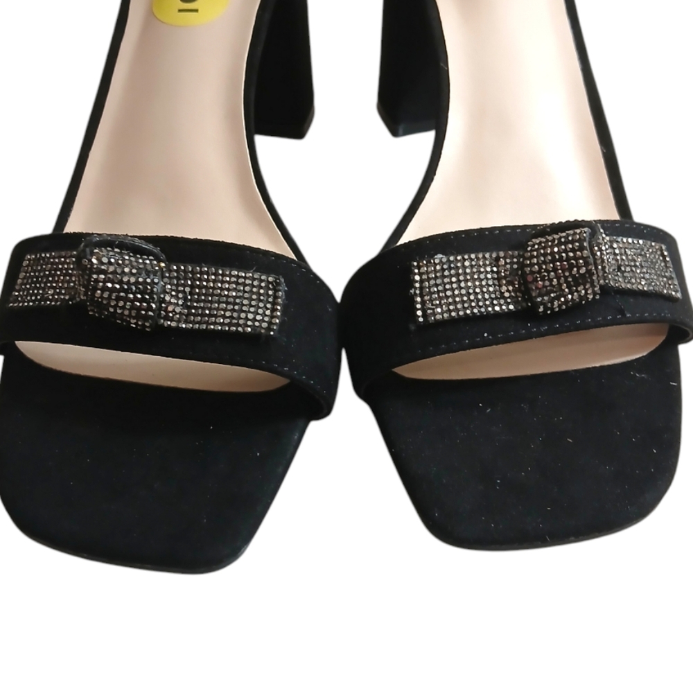 Jones New York | Earlossi Black Metallic Crystal Embellished Heel Sandals Size 9 - Picture 4 of 11